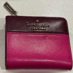 Kate Spade Staci Colorblock Pink Multi Leather Compact Wallet NWT - WLR00121